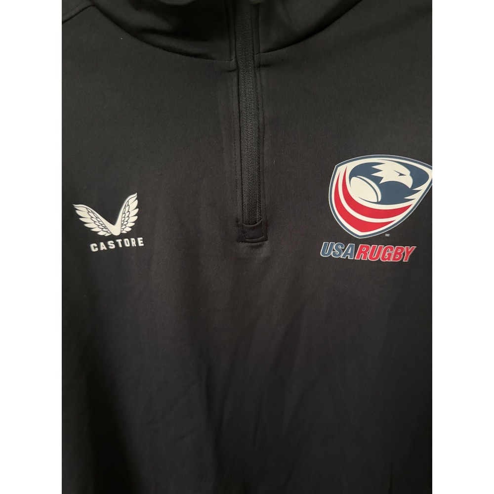 Castore USA Rugby 1/4 Zip Training Top Black Womens Size 14 Pullover Jacket - Picture 2 of 6
